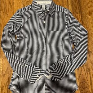 H&M Navy and White Striped Button Down Shirt